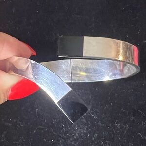 925 STERLING SILVER MEXICO BLACK ONYX HINGED CLAMPER BRACELET